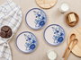 Hermia Juego de Platos para Postre, Porcelana, Azul y Blanco, 6 Piezas, 19.3 x 19.3 x 2 cm